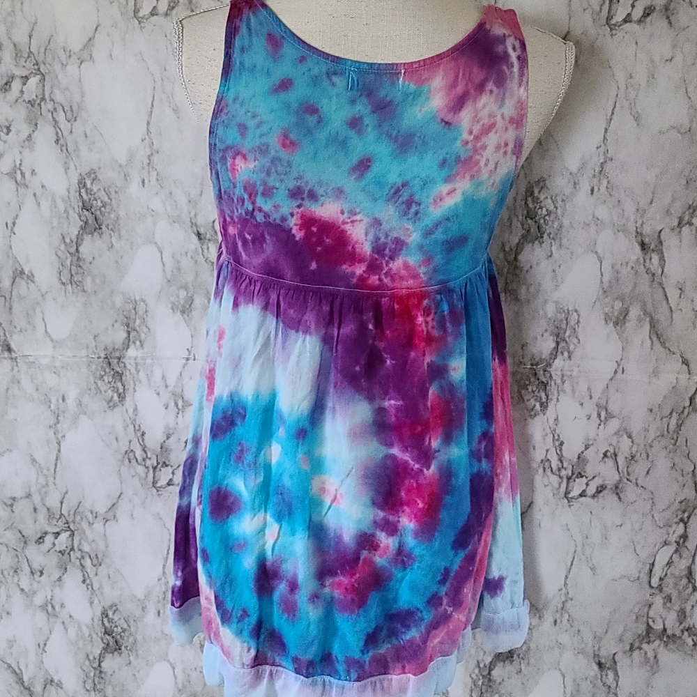 India tie dye babydoll blouse size small - Picture 5 of 6